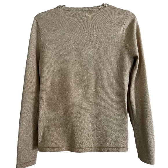 East 5th sparkly beaded collar minimalist long sleeve light sweater v-neck small - Picture 2 of 6